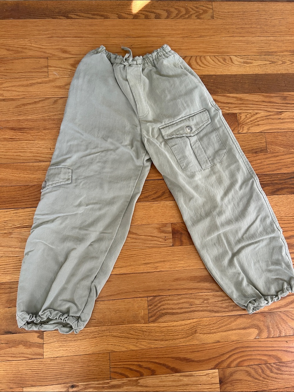 Zara Girls Size 9 Light Sage Green Cargo Jogger Pants